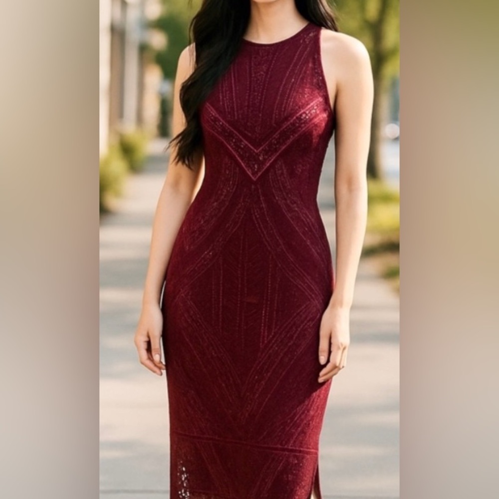 Mossimo Red over Beige Two-Toned Bodycon Mini Dress